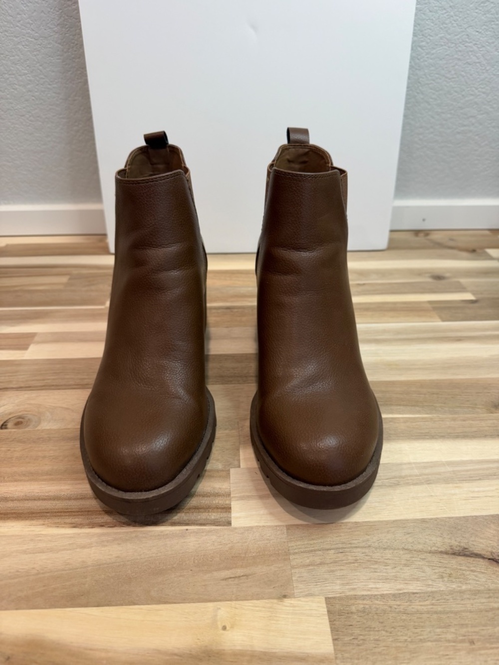 Xappeal Women's Brown Faux Leather 3” Heel Ankle Boot | Size 9.5